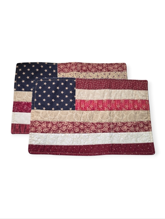 Other - Handsewn Patriotic American Flag Mug Rug Pot Holders - Set Of 2